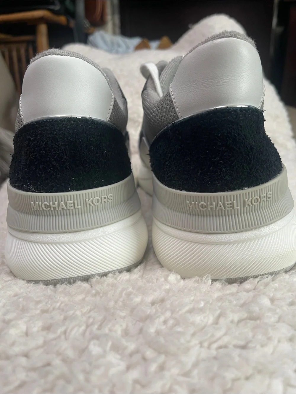 MICHAEL Michael Kors Men's White & Gray Mesh Leather Sneakers